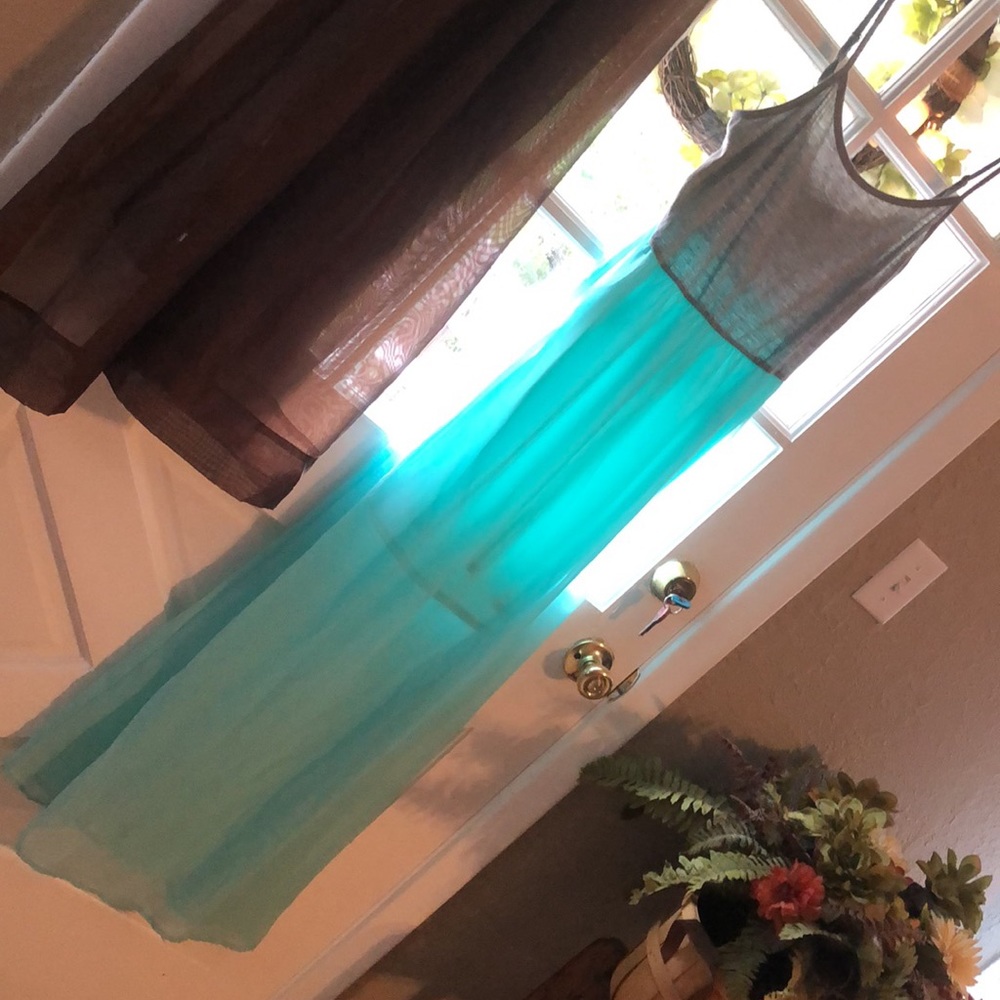 Rue21 Gray Bodice Turquoise Maxi Dress